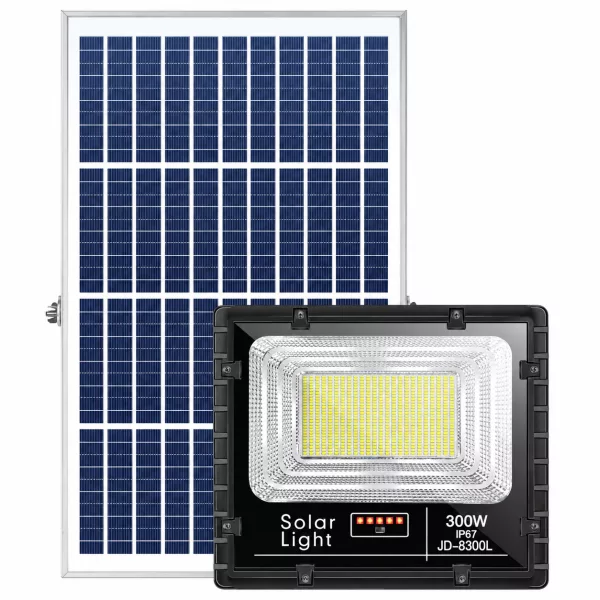 Đèn pha năng lượng mặt trời 300W JinDian JD-8300L - Ánh sáng vàng
