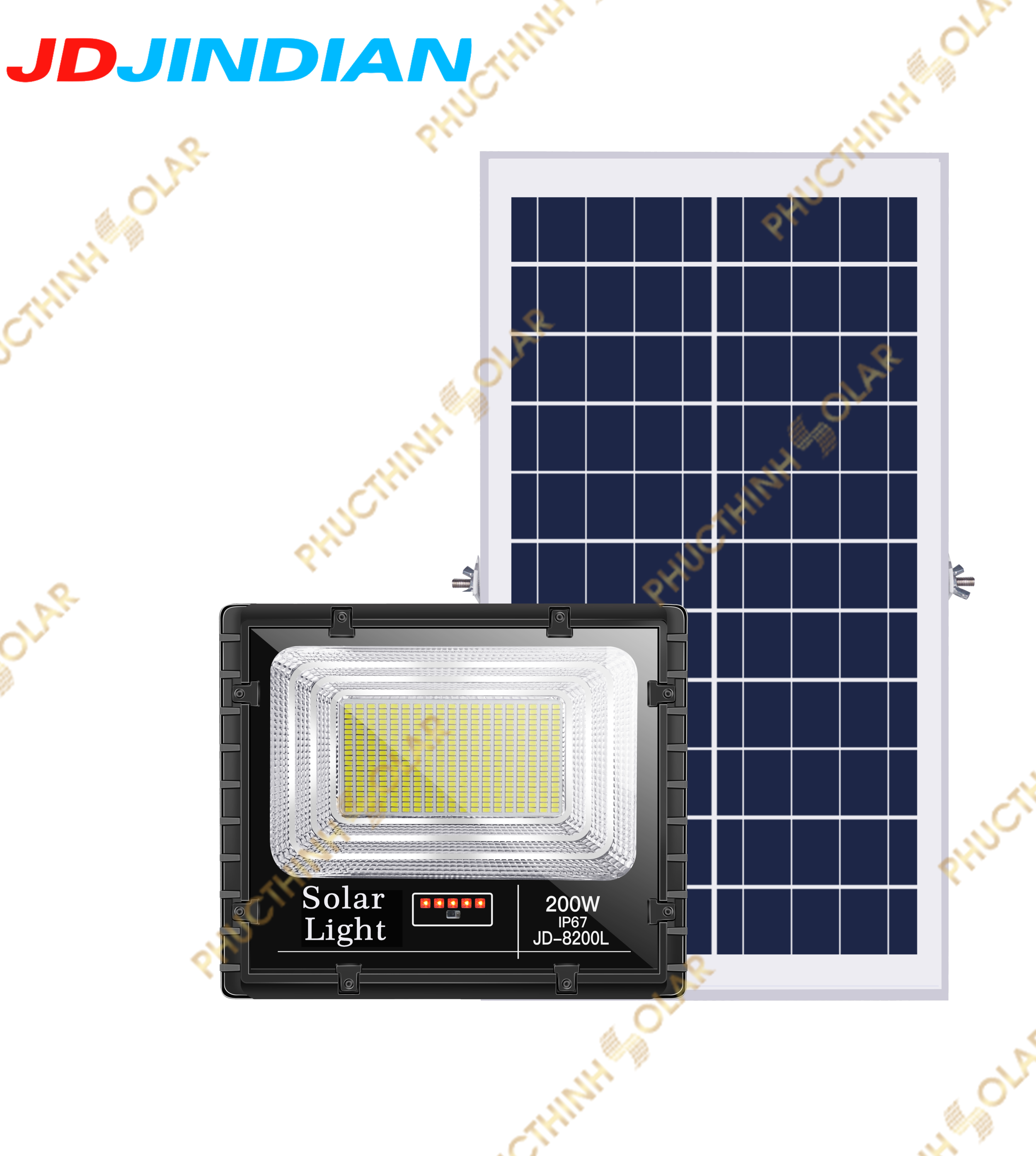 Đèn pha năng lượng mặt trời 200W JinDian JD-8200L