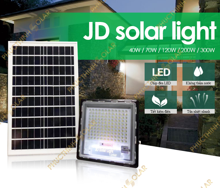 Đèn pha năng lượng mặt trời 120W Jindian JD-7120