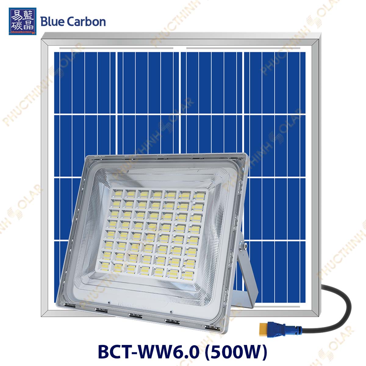 Đèn pha năng lượng mặt trời 500W Blue Carbon BCT-WW6.0(LD-500W)